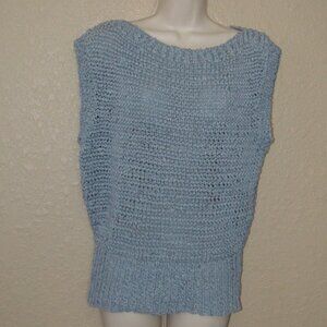 NWOT $398 Sz S Brochu Walker Blue Knit Cap Sleeve Sweater